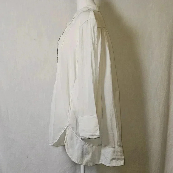Free People Teddy Tux Tunic Top w Pockets White SZ S Coquette Coastalgrandma - Picture 3 of 14